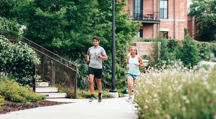 people happy running