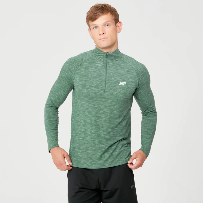 Haut Performance 1/4 Zip - Vert chiné