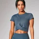 Crop Top Power manches courtes - Indifgo foncé