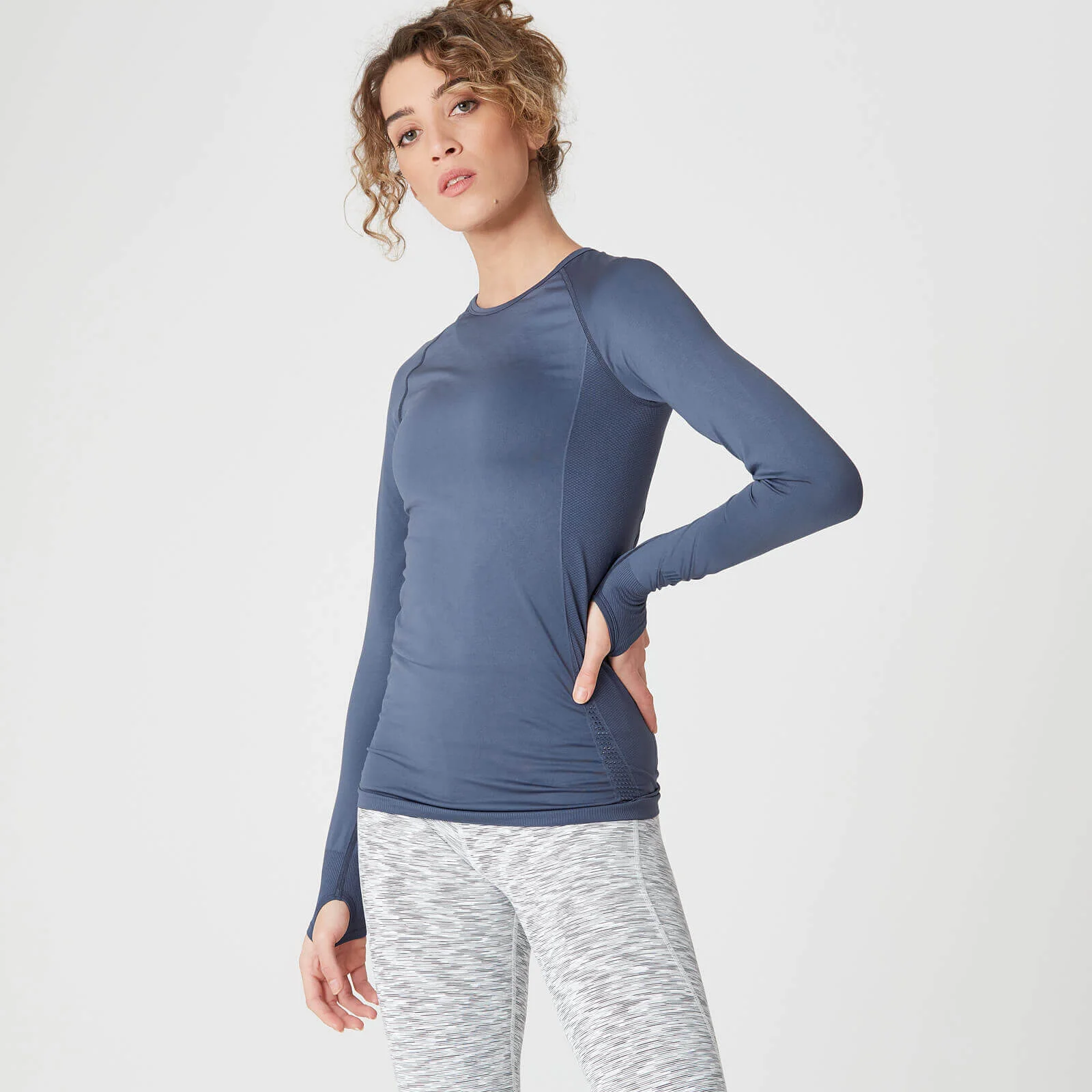 Haut manches longues Shape sans couture – Indigo foncé - XSImage1