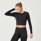 Crop top sans coutures à manches longues MP Shape Seamless Ultra pour femmes – Noir