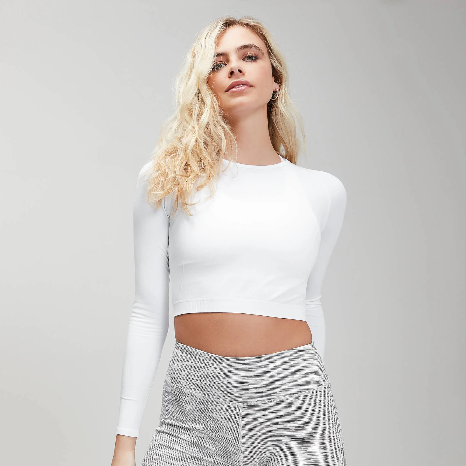 Crop top sans coutures à manches longues MP Shape Seamless Ultra pour femmes – Blanc - XSImage1