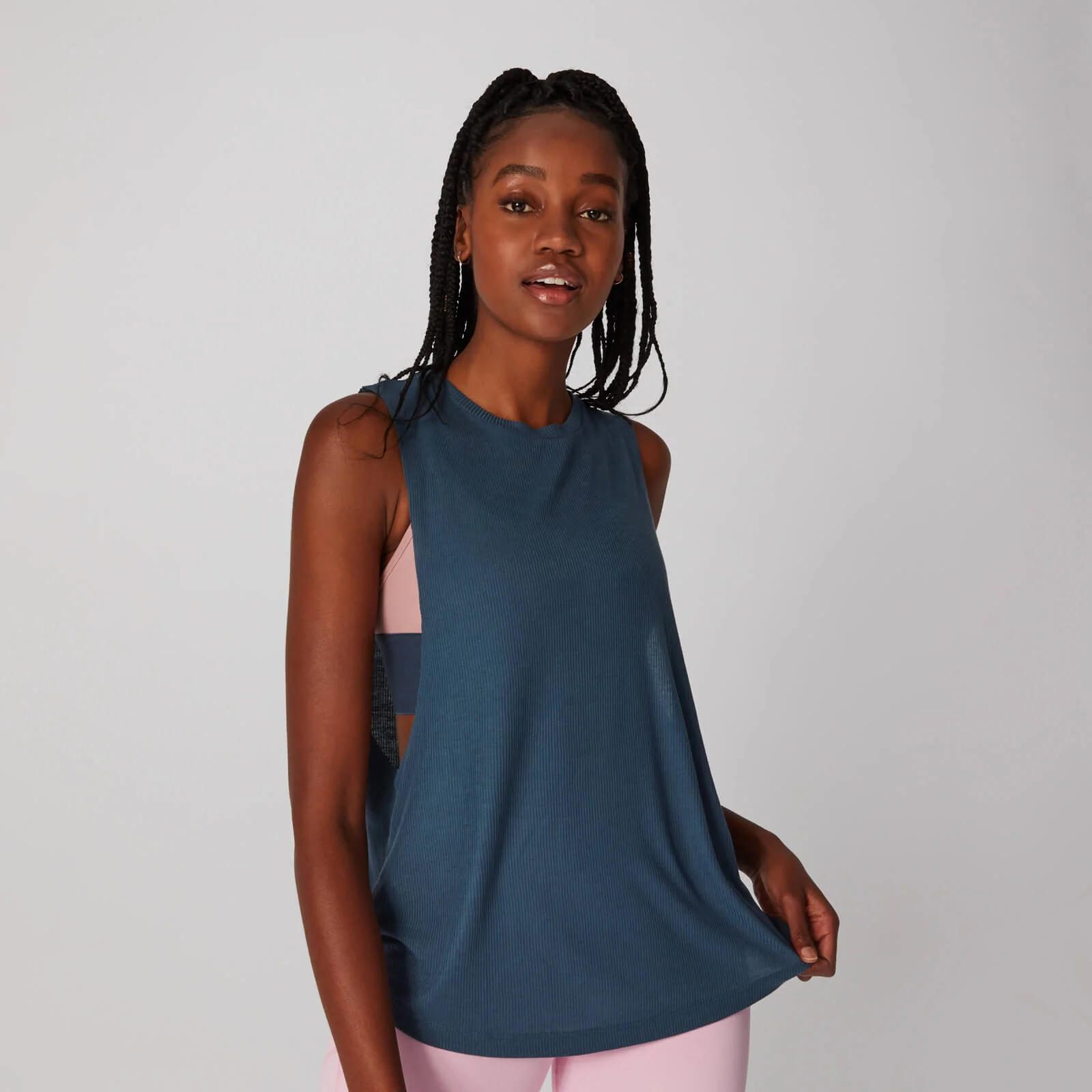 Débardeur côtelé à emmanchures larges - Indigo foncé - XSImage1