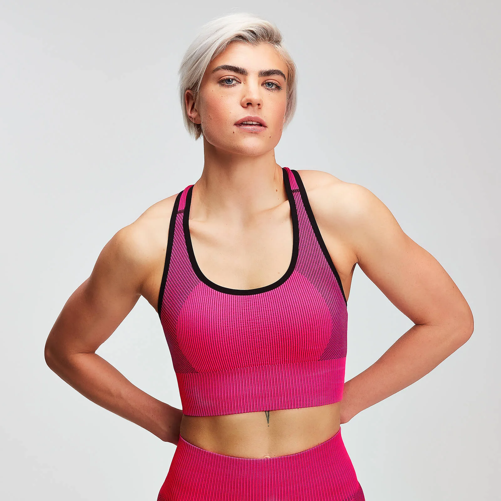Brassière de sport MP Contrast Seamless pour femme - Rose - XSImage1