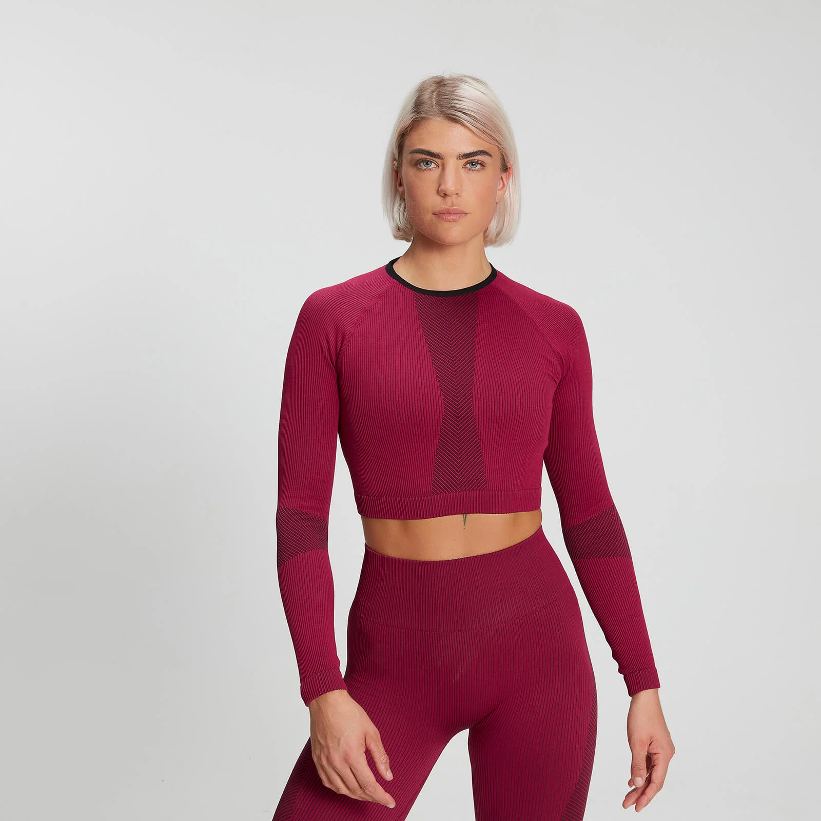 Haut côtelé sans coutures à manches longues MP Training pour femmes – Prune - XSImage1