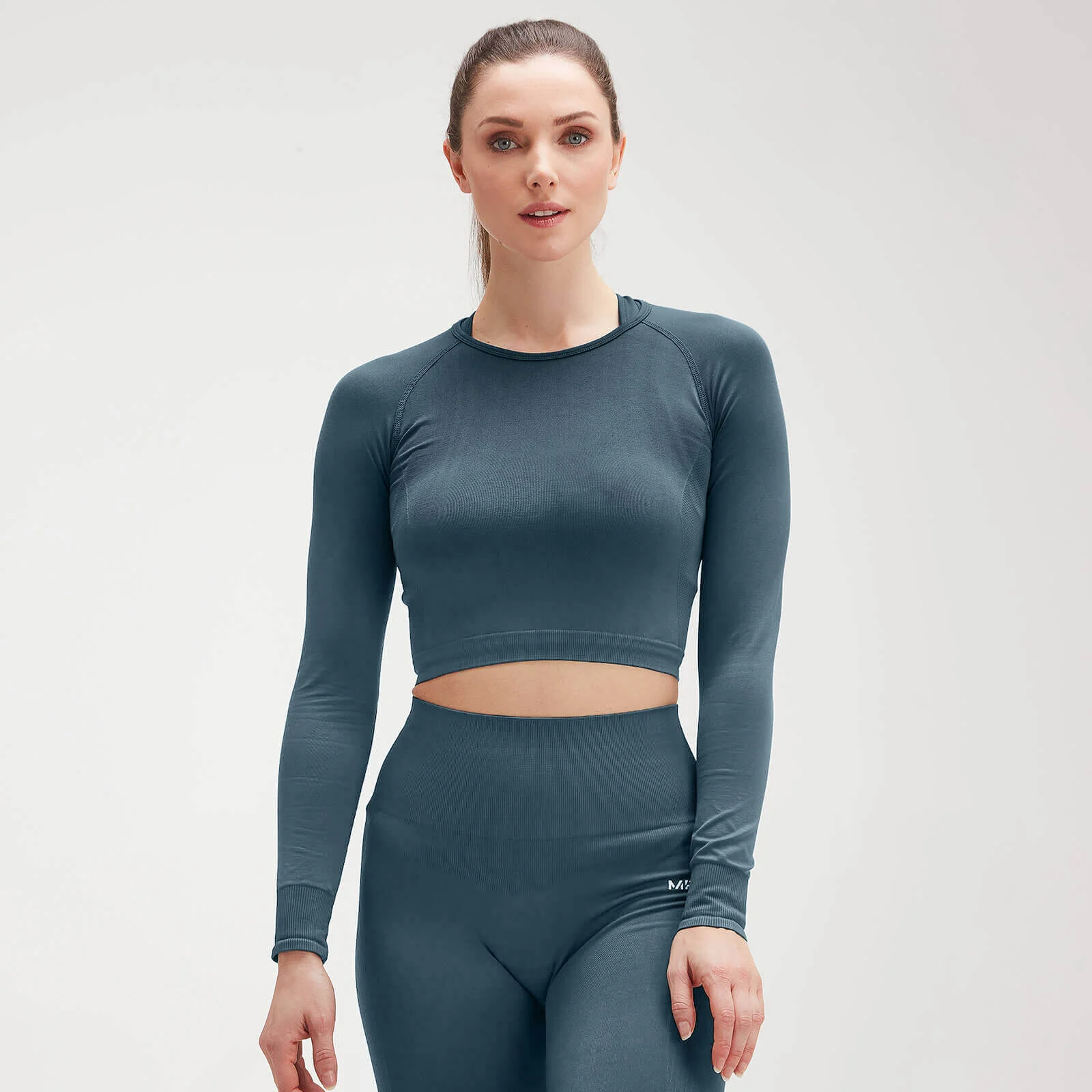Crop top sans coutures à manches longues MP Shape Seamless Ultra pour femmes – Bleu mer - XXSImage1