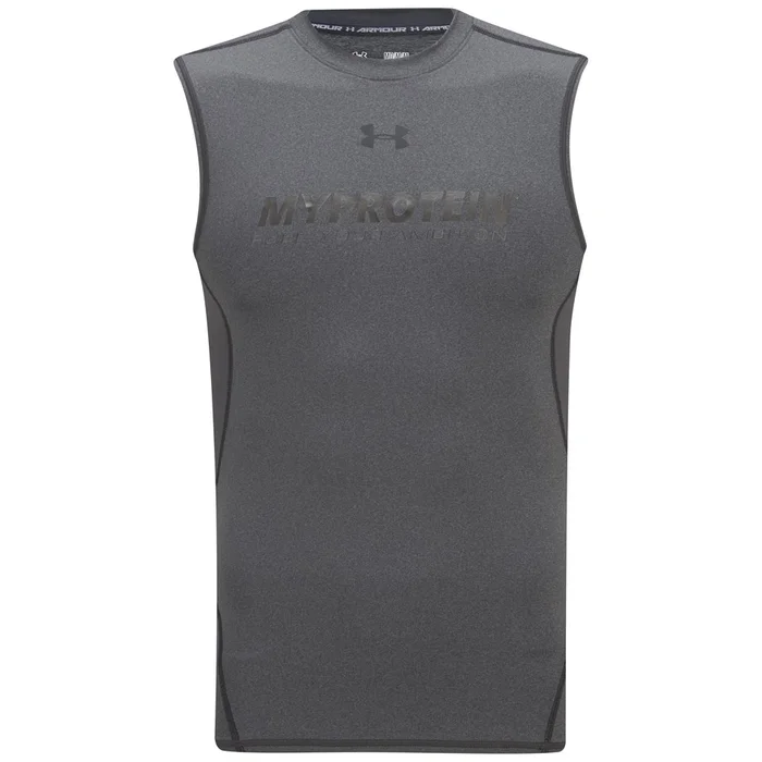 T Shirt de compression sans manches Under Armour HeatGear pour Homme -  Noir carbone