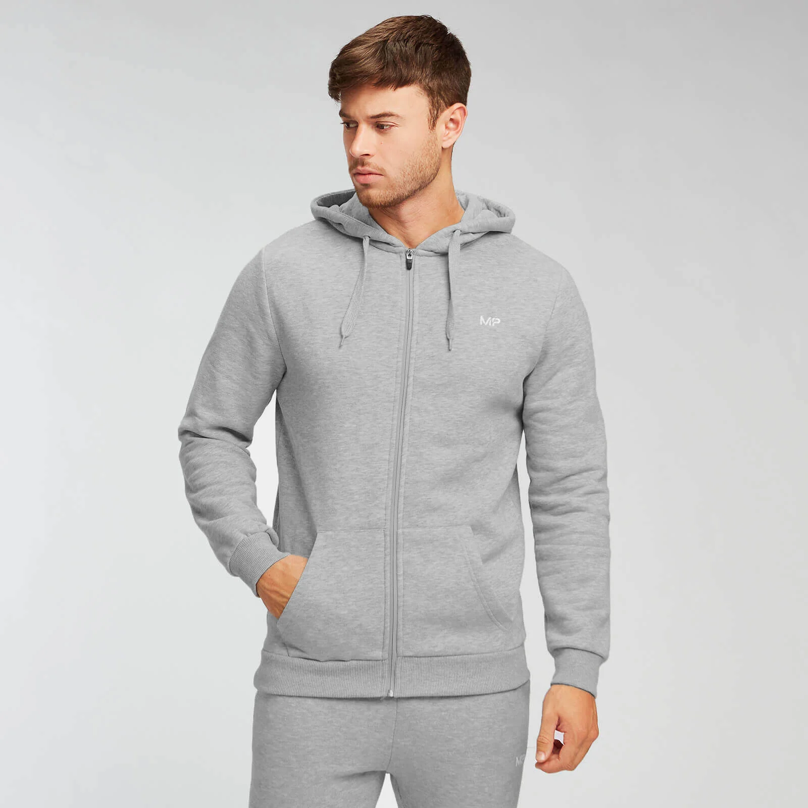 Sweat à capuche zippé MP pour hommes – Gris chiné - XSImage1