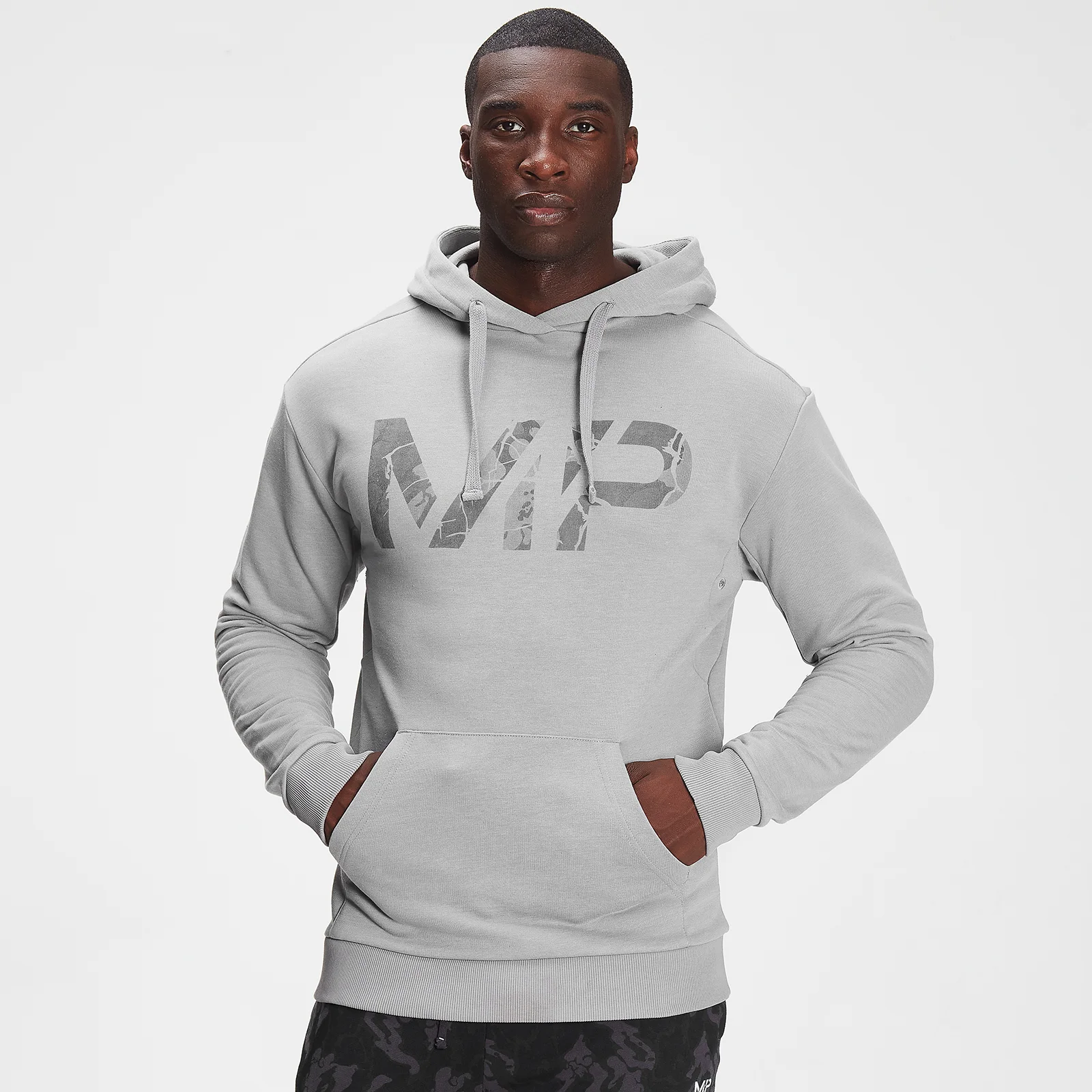 Sweat à capuche à imprimé camouflage ton sur ton MP Adapt pour hommes – Gris orage chiné - XXSImage1