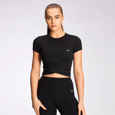 Crop top à manches courtes MP Power pour femmes – Noir
