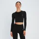 Crop top sans coutures à manches longues MP Shape Seamless pour femmes – Noir