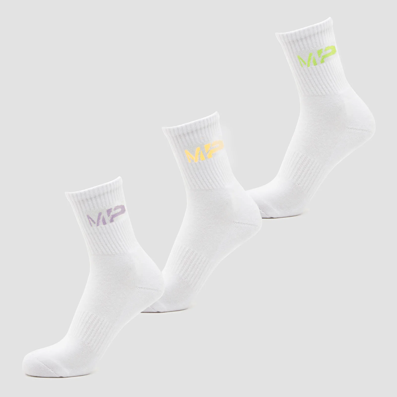 MP Women's Neon MP Logo Crew Socks (3 Pack) Butterfly/Banana/Lavender - UK 3-6Image1