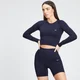 Haut sans coutures à manches longues MP Shape pour femmes – Bleu marine