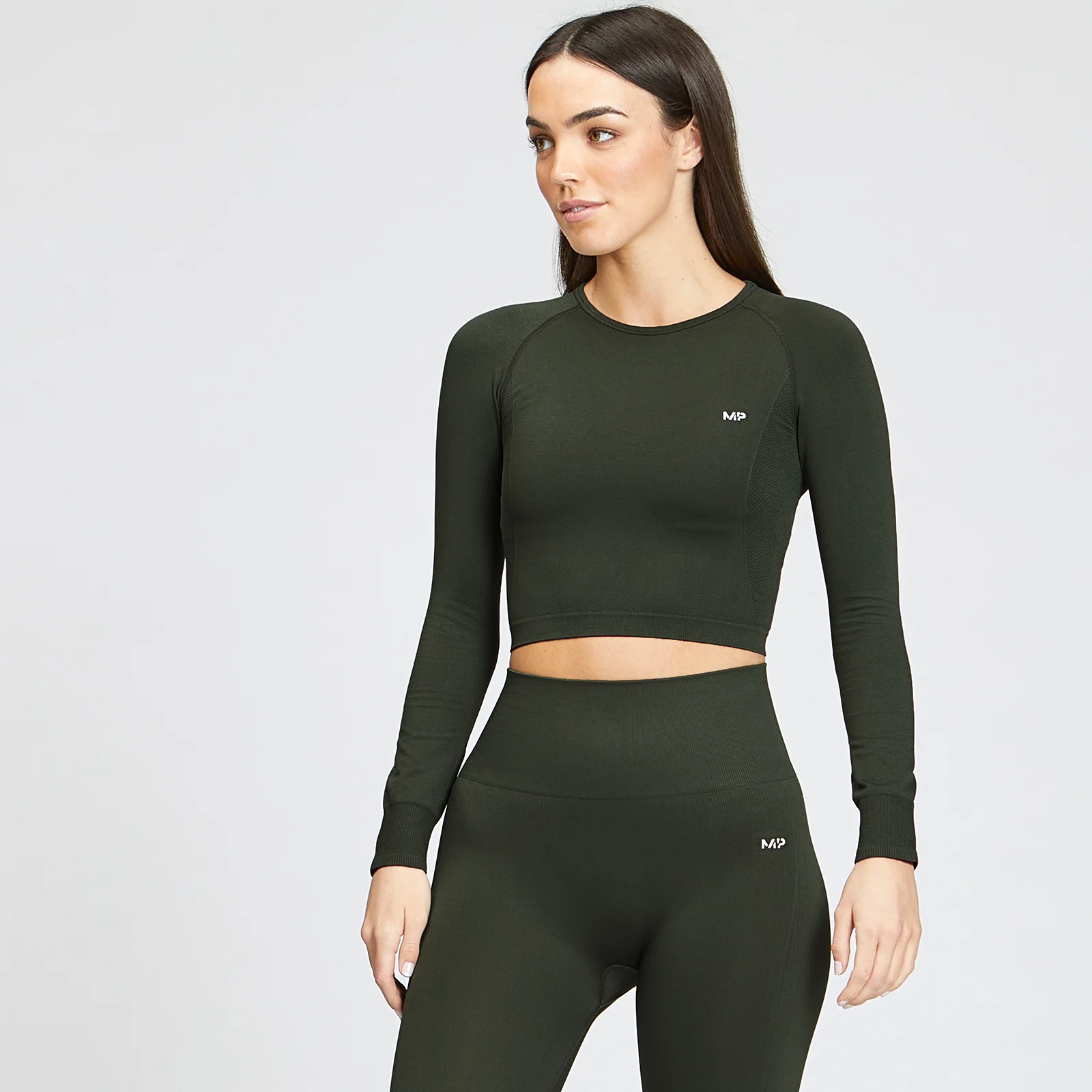 MP Women's Shape Seamless Long Sleeve Crop Top - Vine Leaf - XXSImage1