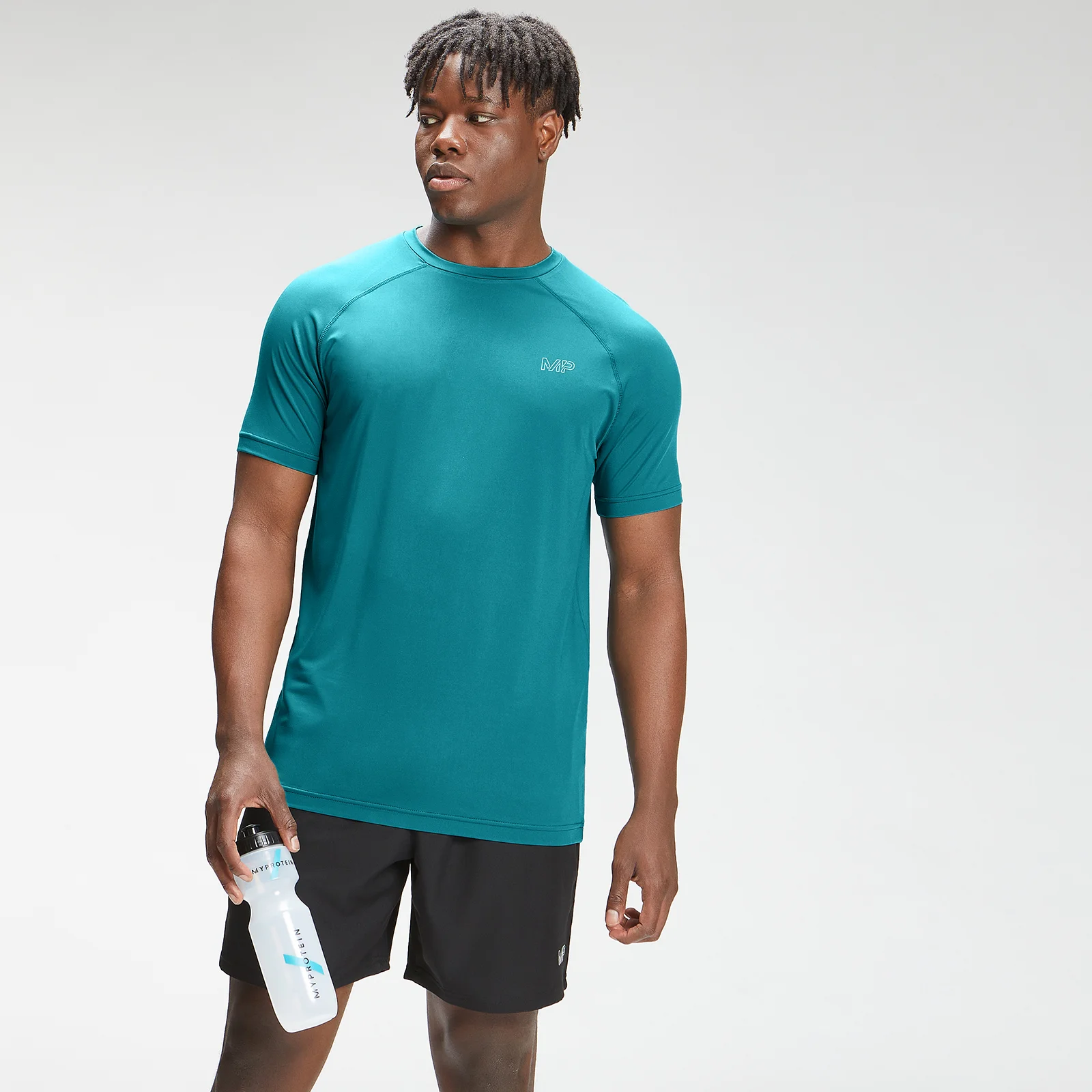 T-shirt à manches courtes à imprimé répétitif MP Mark Graphic Training pour hommes – Bleu sarcelle - XXSImage1