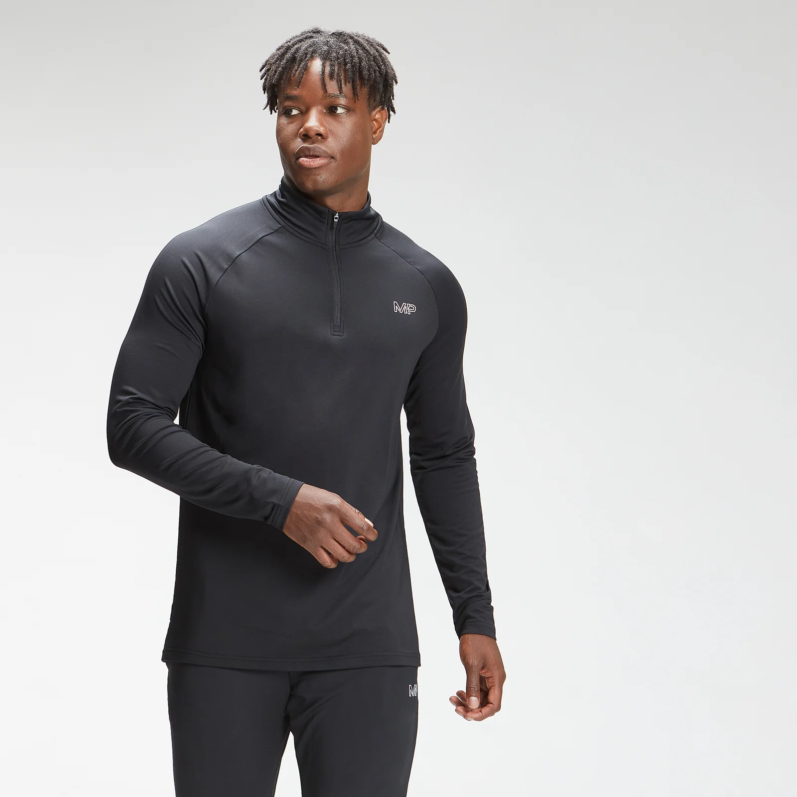 MP Men's Repeat Mark Graphic Training 1/4 Zip - Black - XXSImage1
