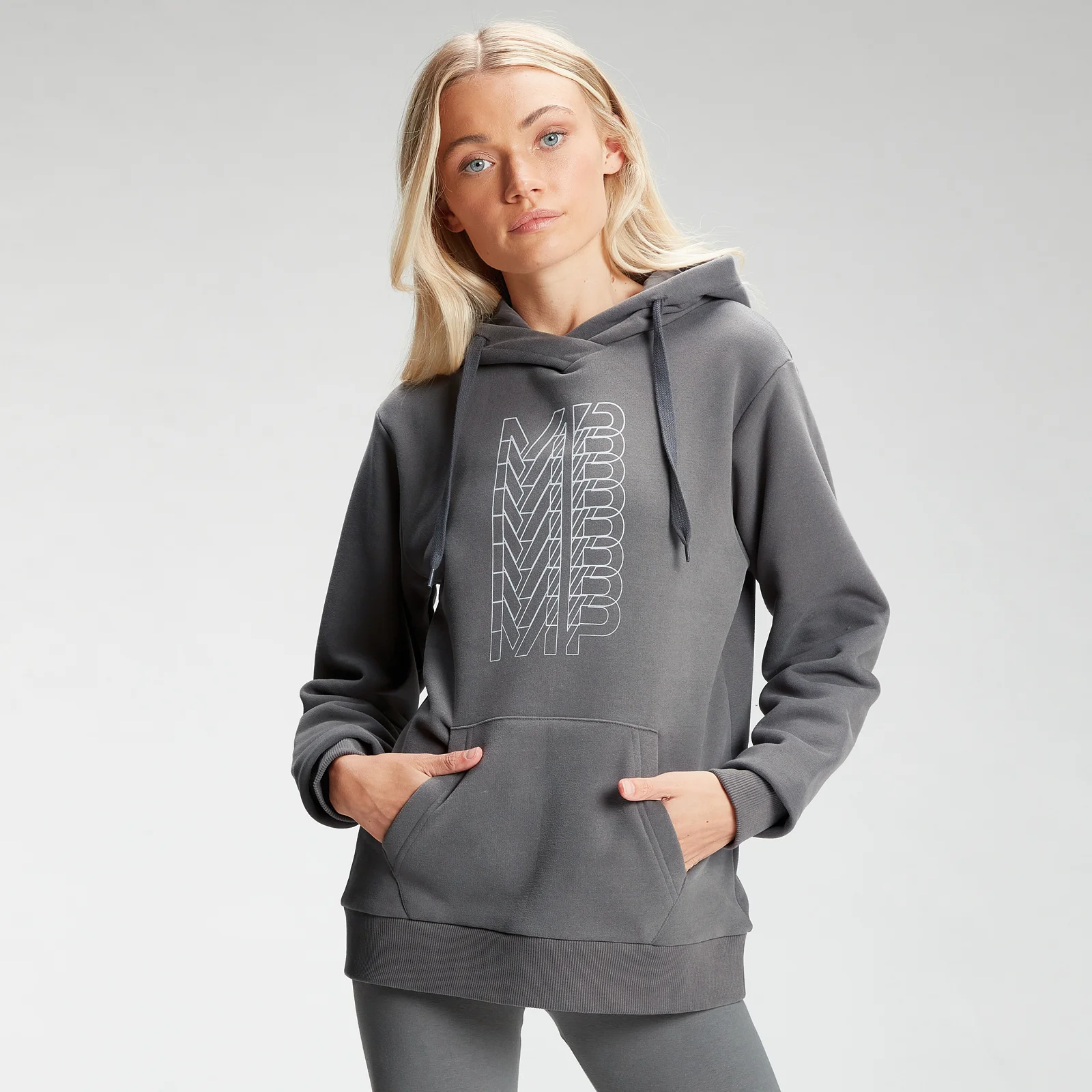 Sweat à capuche à imprimé répétitif MP pour femmes – Carbone - XXSImage1