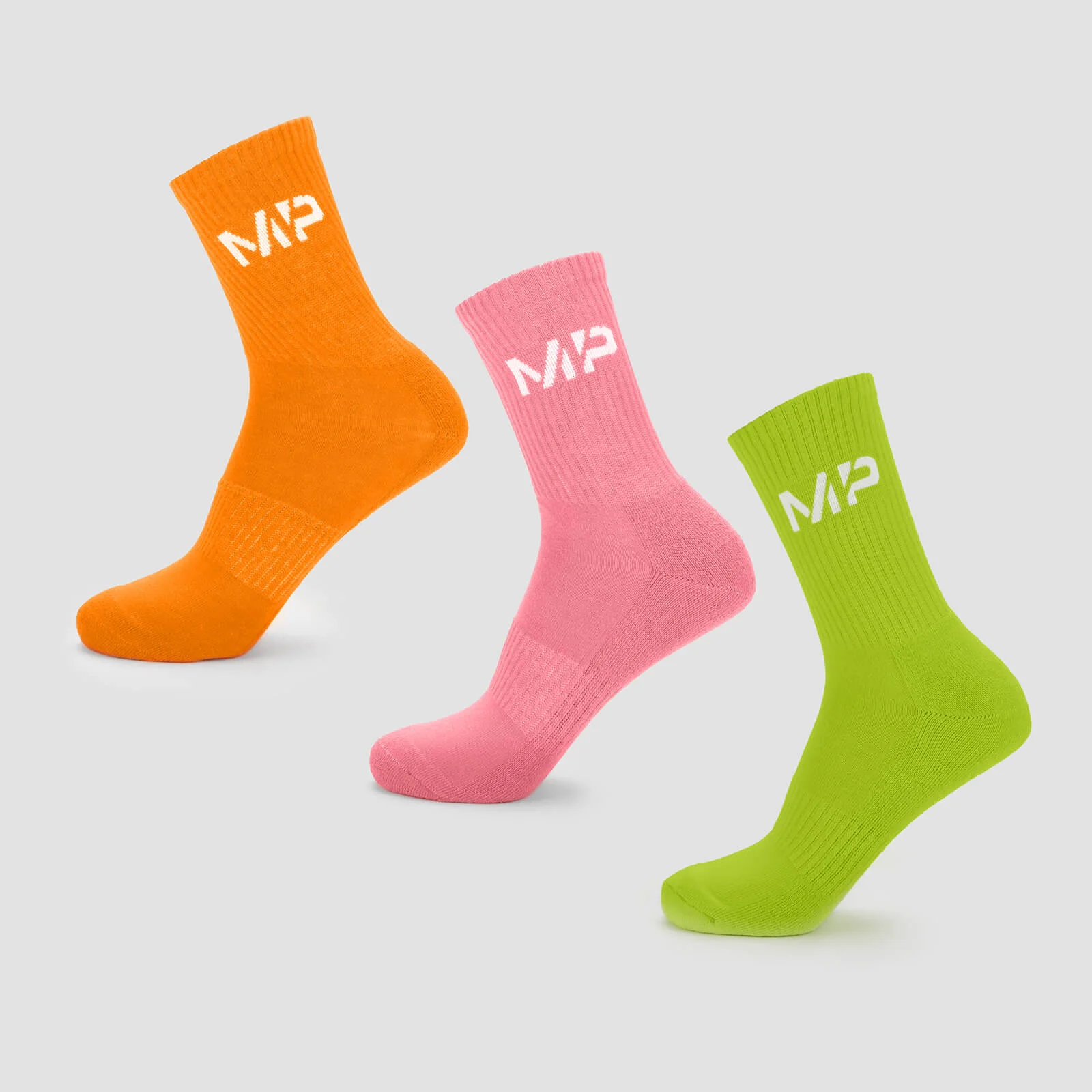 MP Men's Neon Brights Crew Socks (3 Pack) - Orange/Lime/Rose - UK 6-8Image1