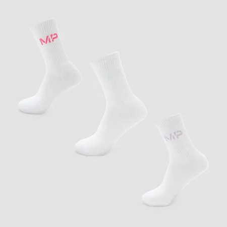 MP Women's Neon MP Logo Crew Socks (3 Pack) - White/Candy Floss/Neomint/Lilac
