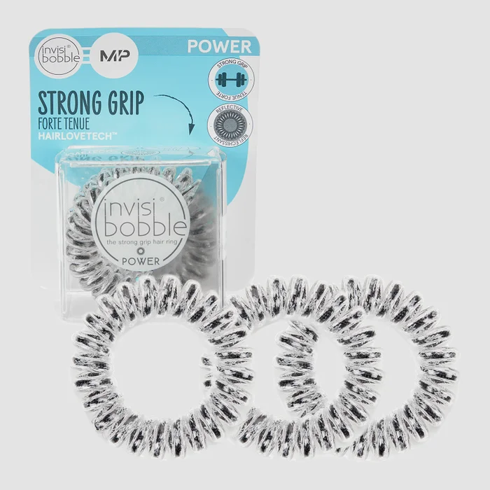 Élastique à cheveux réfléchissant Power MP X Invisibobble® – Noir – Lot de 3