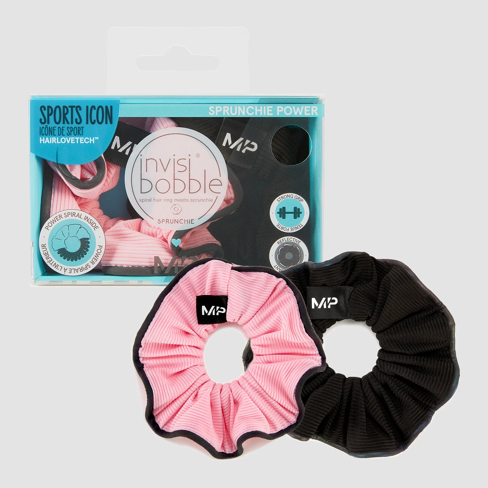 Chouchou réfléchissant Power MP X Invisibobble® – Noir/Rose – Lot de 2Image1