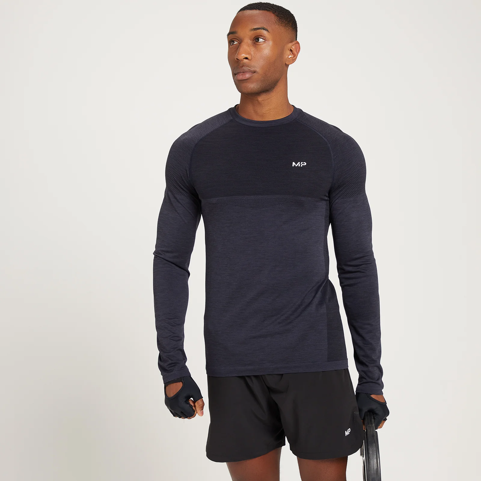 Haut sans coutures à manches longues MP Essentials pour hommes – Noir chiné - XSImage1