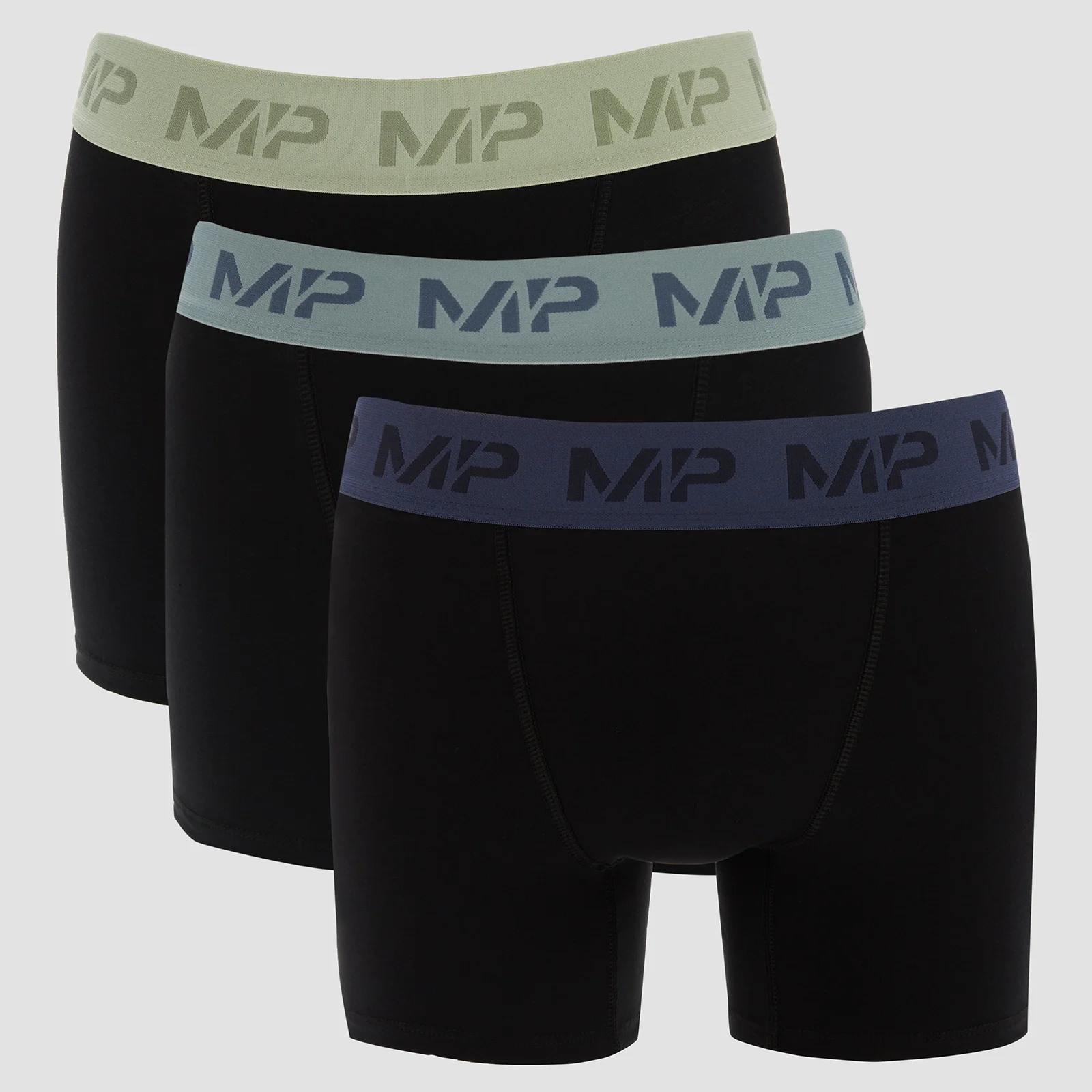 Boxers à ceinture colorée MP pour hommes (lot de 3) – Noir/Vert givré/Bleu acier/Bleu glacé - XXSImage1