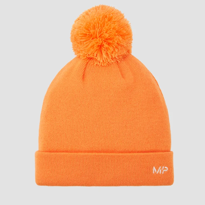 Bonnet à pompon MP – Nectarine/Blanc