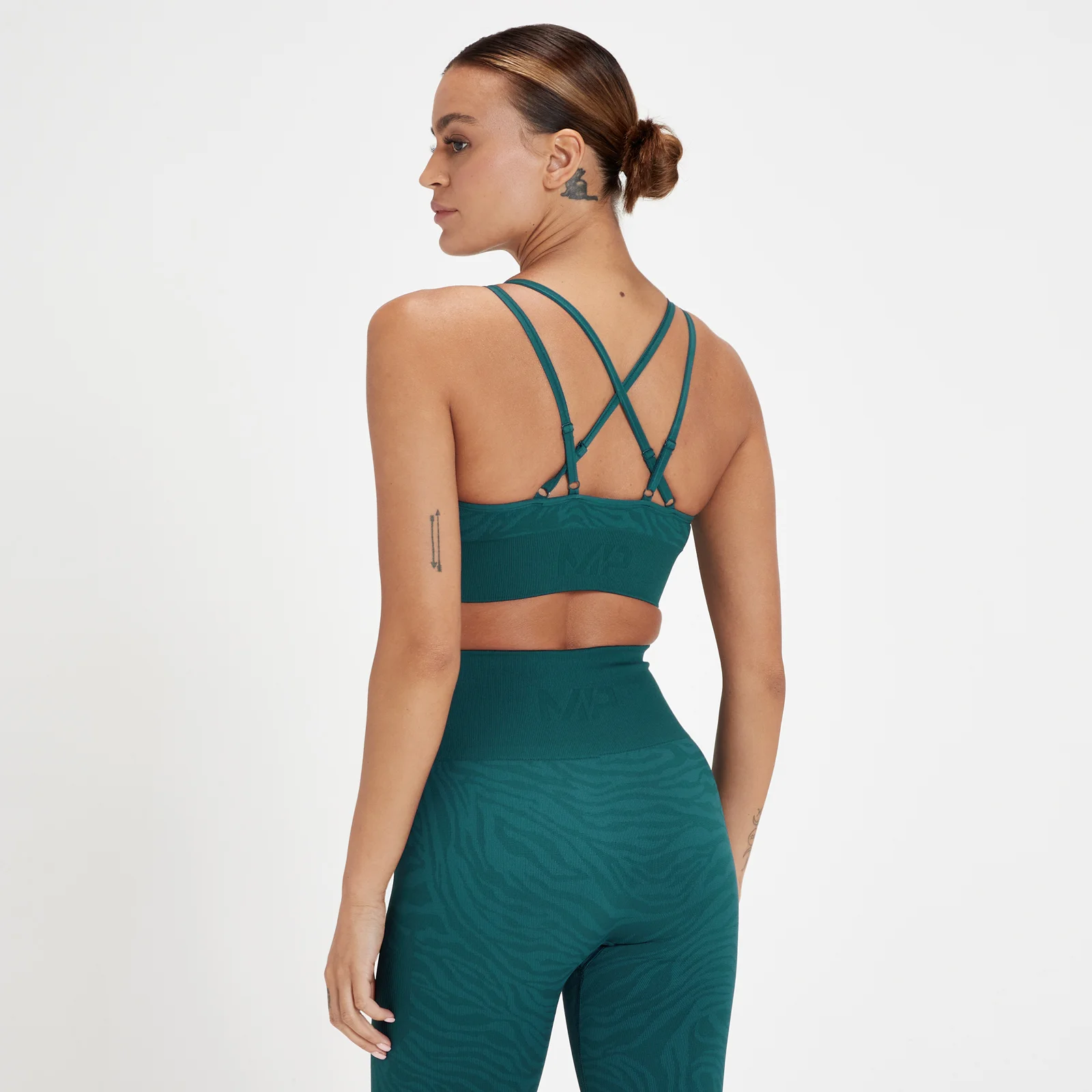 Brassière de sport sans coutures MP Tempo pour femmes – Bleu marine foncé zébré - XXSImage1