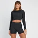 Crop top réversible à manches longues MP Tempo pour femmes – Noir