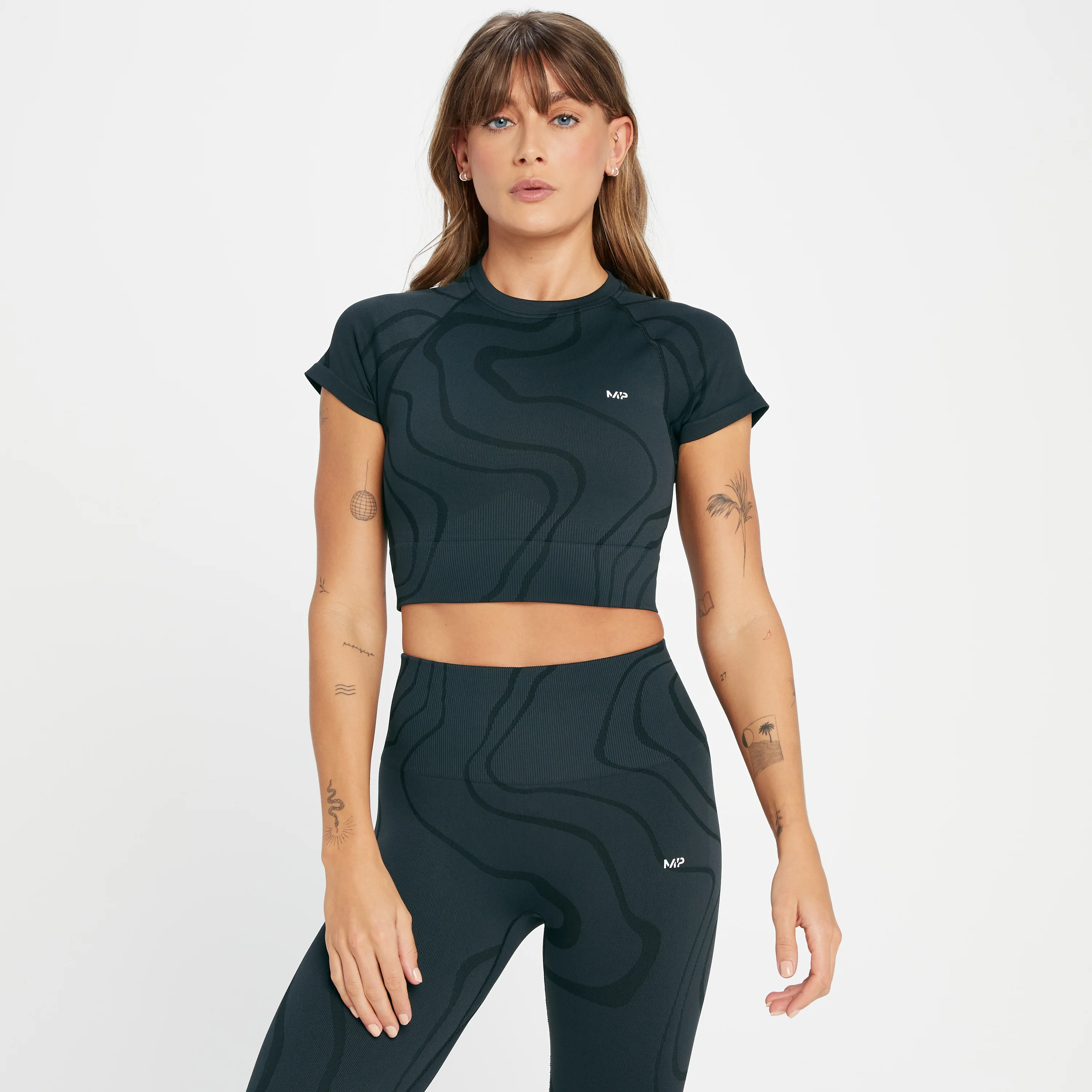 Crop top sans coutures MP Tempo Wave pour femmes – Noir - XXSImage1