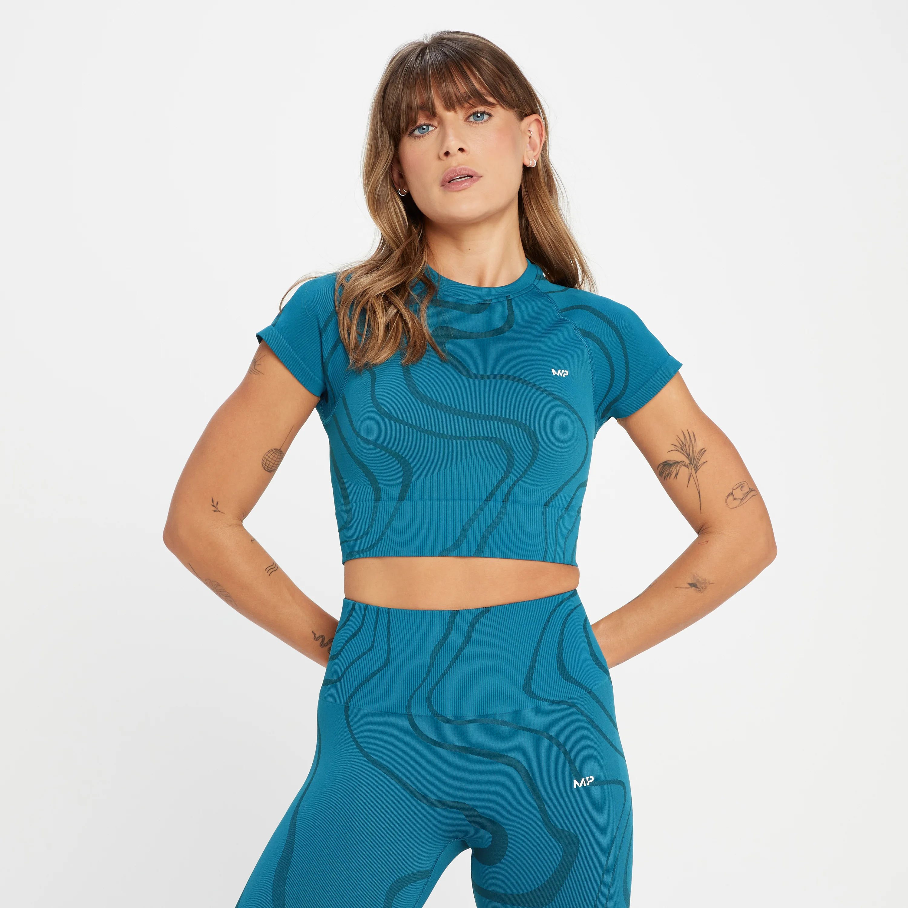 Crop top sans coutures MP Tempo Wave pour femmes – Bleu sarcelle - XXSImage1