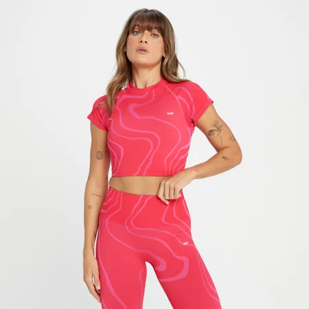 Crop top sans coutures MP Tempo Wave pour femmes – Rouge