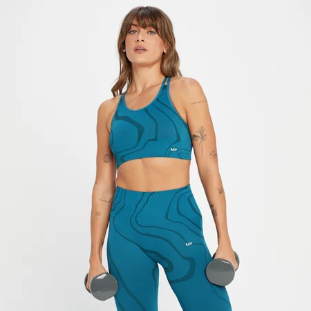 Brassière de sport sans coutures MP Tempo Wave pour femmes – Bleu sarcelle