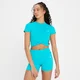 Crop top à manches courtes MP Power pour femmes – Bleu lagon