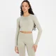 Crop top sans coutures à manches longues MP Shape pour femmes – Gris clair