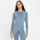 Crop top sans coutures à manches longues MP Shape pour femmes – Bleu galet