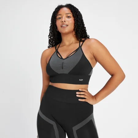 Brassière de sport sans coutures avec effet froncé MP Impact pour femmes – Noir