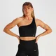 Brassière asymétrique côtelée sans coutures MP Tempo pour femmes – Noir