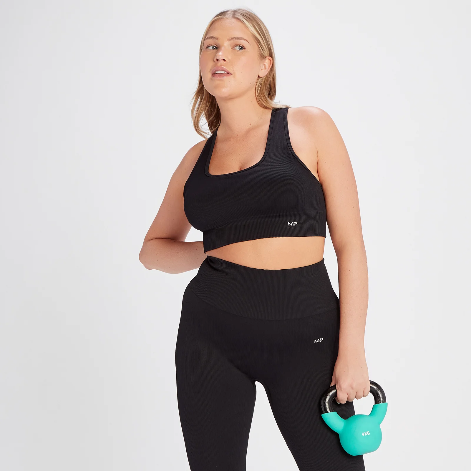 Brassière côtelée sans coutures MP Tempo pour femmes – Noir - XSImage1