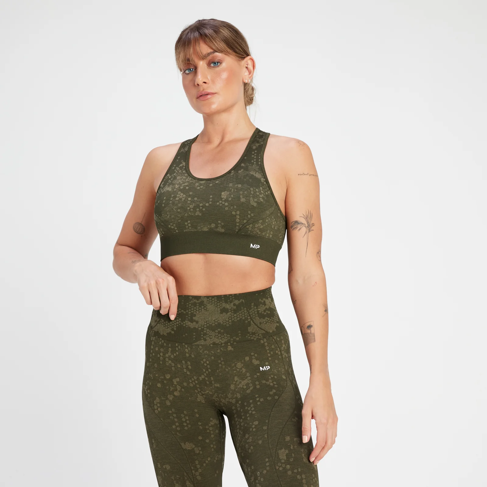 Brassière de sport à motif sans coutures MP Adapt pour femmes – Vert olive - XSImage1