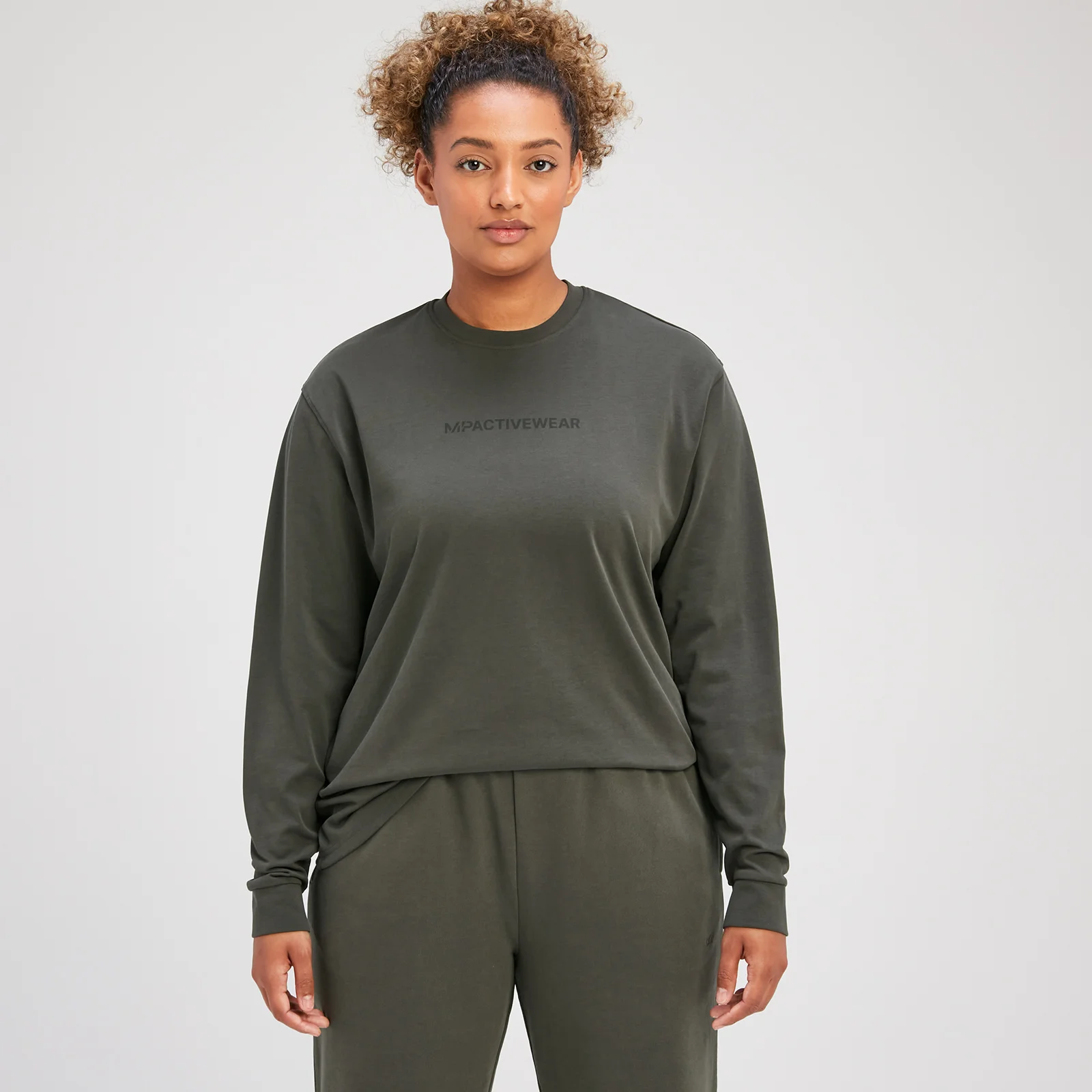 T-shirt oversize à manches longues MP Rest Day pour femmes – Vert taupe - XSImage1
