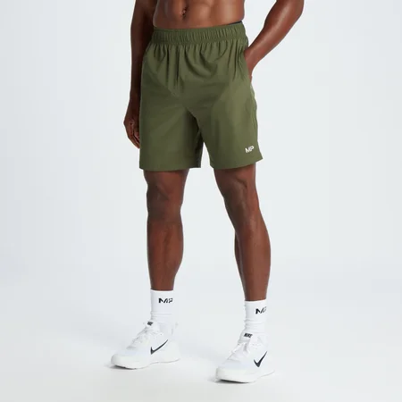 Short d’entraînement en matière tissée MP pour hommes – Vert olive