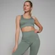 Brassière asymétrique côtelée sans coutures MP Tempo pour femmes – Vert sauge