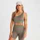 Brassière asymétrique côtelée sans coutures MP Tempo pour femmes – Taupe foncé