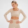 Crop top à manches longues sans coutures MP x Tatiana – Crème
