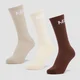 Chaussettes de tennis unisexes MP (lot de 3) – Marron foncé/Taupe clair/Crème