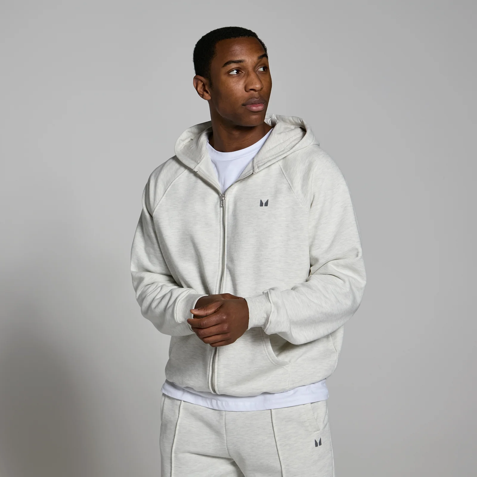 Sweat à capuche épais à fermeture éclair MP Lifestyle pour hommes – Gris clair chiné - XSImage1