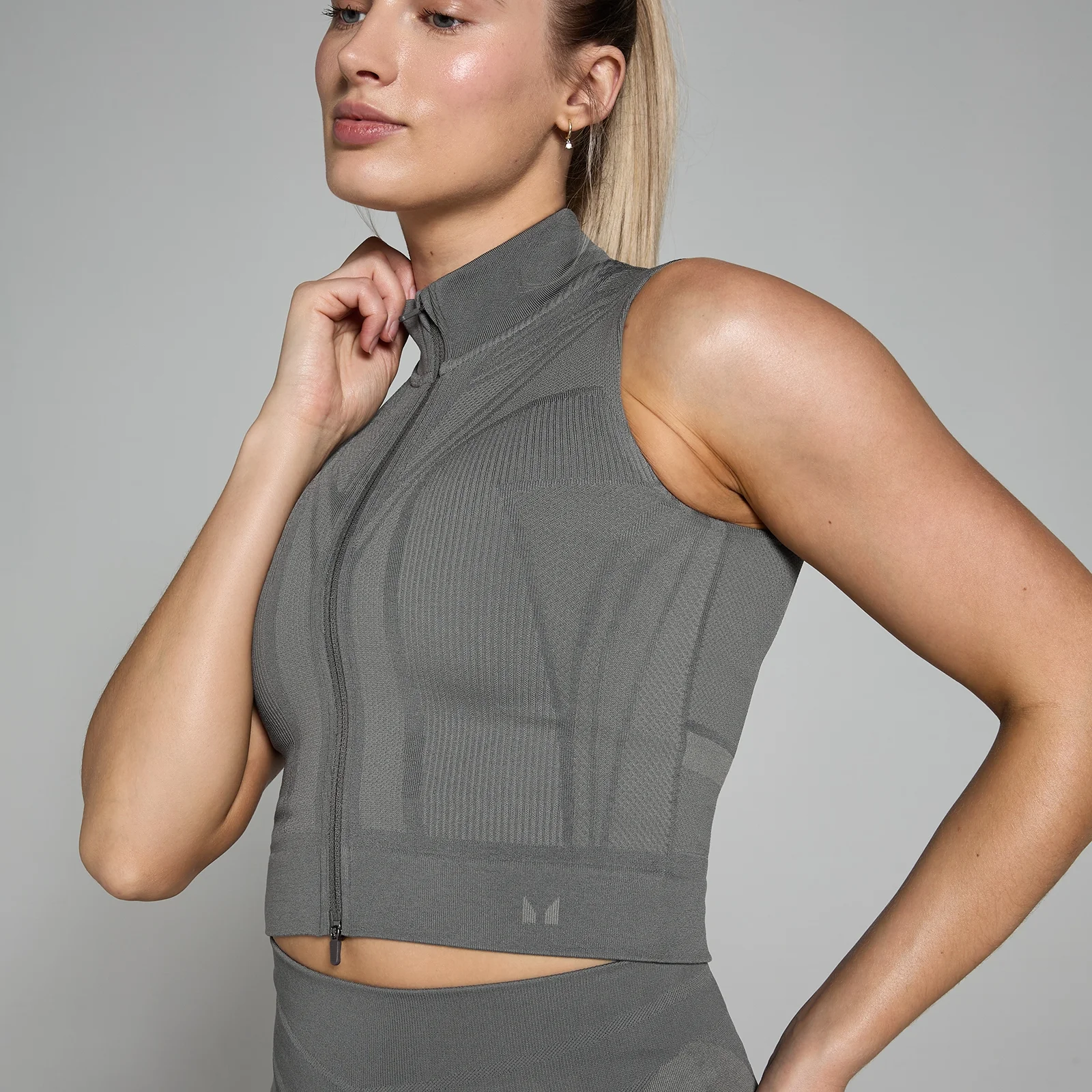 Débardeur à fermeture éclair sans coutures MP Tempo Ultra Geometric pour femmes – Carbone - XSImage1