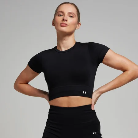 Crop top sans coutures MP Tempo pour femmes – Noir